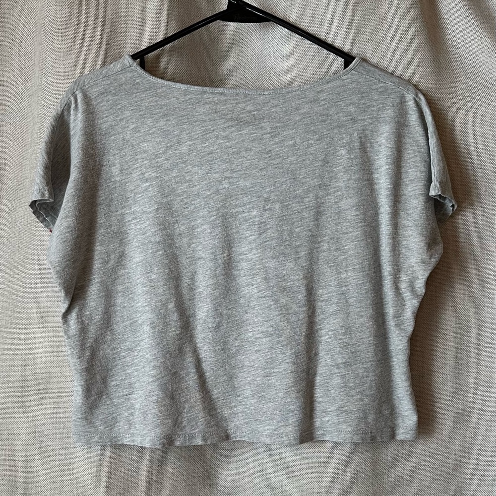 Coca-Cola•cropped tee•women’s small•modal/cotton•gray/red•v-neck•short sleeve - Picture 2 of 13